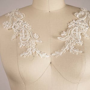 Ivory applique / white applique Beaded Lace/ Ivory Applique/ White Applique/ White Beaded Applique White Beaded Lace appliqué. Bridal Appliq