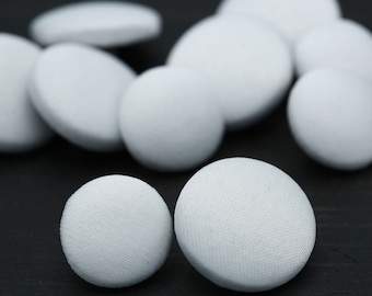 White Satin Bridal Buttons with Metal Back (12 pc)