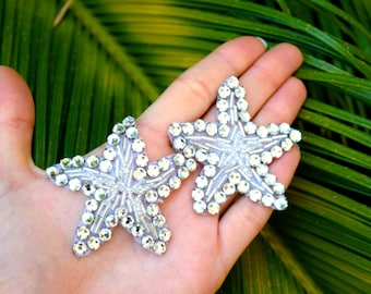 Aplique de estrella de diamantes de imitación: parche termoadhesivo con cuentas (2,25")