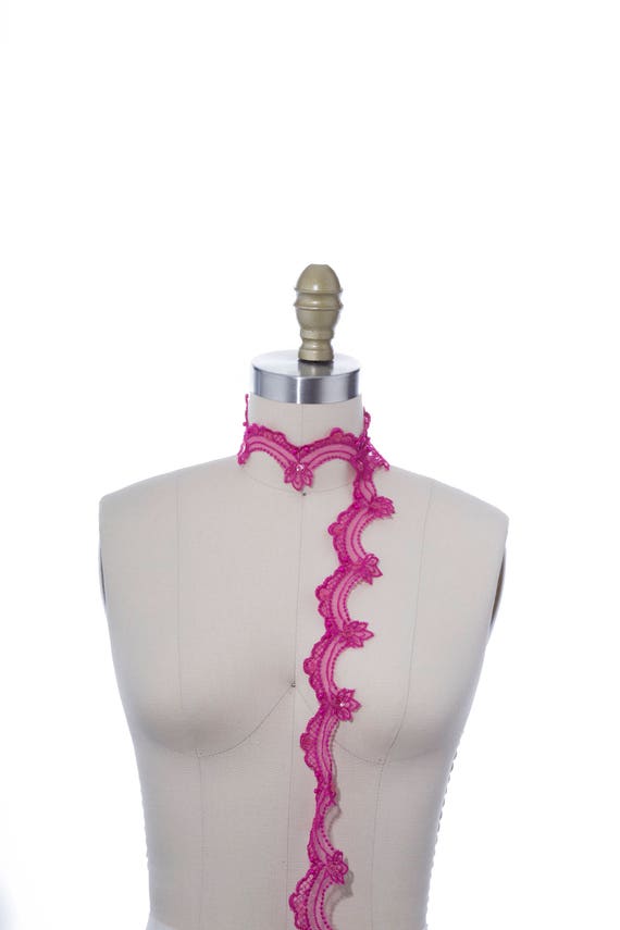Hot Pink Lace Trim Hot Pink Beaded Lace Trim/ Sequined Magenta Etsy