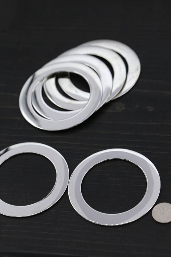 2" Silver Rings: Sturdy Flat Rings for Purses, Accessories - 4 Pieces