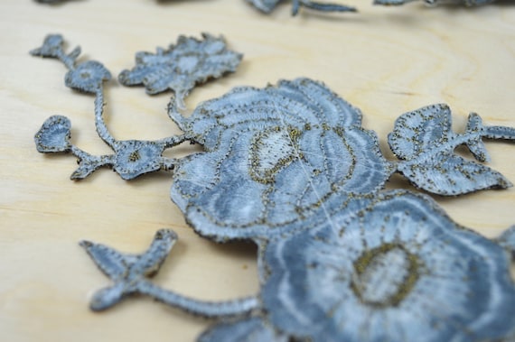Big Crystal Flower Iron On Applique/Patch - Bronze - Trims By The Yard
