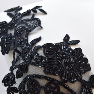 Large Black Beaded Applique Transformative Item. Black Applique Black Incredibly dazzeing for evening gown and Costume Symmetrical Camille's image 5