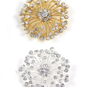 Rhinestone Brooch Memorable Starburst - Available in Gold and Silver. Pin Backing