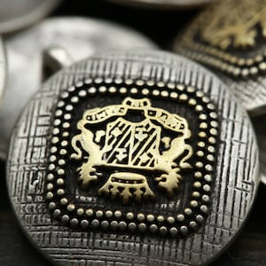 Antique Gold and Silver Metal Button/ Metal Buttons/ Scratched Effect/ 36L 23mm 15/16&quot; 32L 20mm 13/16&quot; MS12