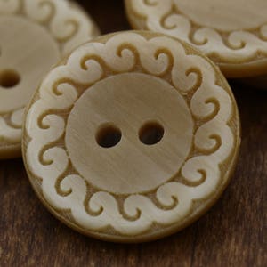 Beige Plastic Button/ 1 Dozen/ 27 mm 1 1/8 Inches 44 Ligne Waves of Sandy Beaches/ Two Hole Button/ Plastic Shirt Button BL121