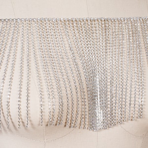Rhinestone Fringe 6&quot; Rhinestones set on Metal Dangling. DIY Gowns, Costume Burning Man