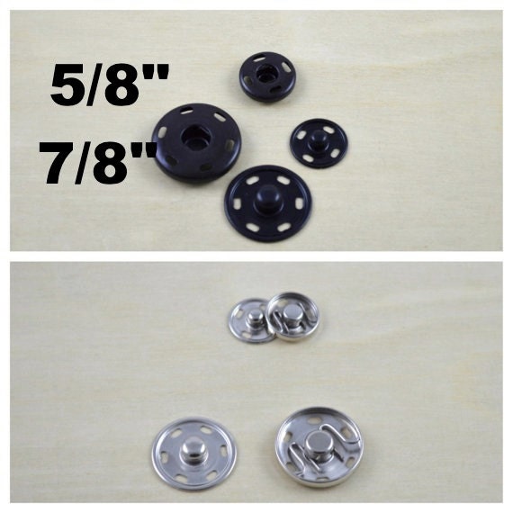 Sew-on Metal Snap Buttons: Nickel & Black, 12 Sets - Etsy