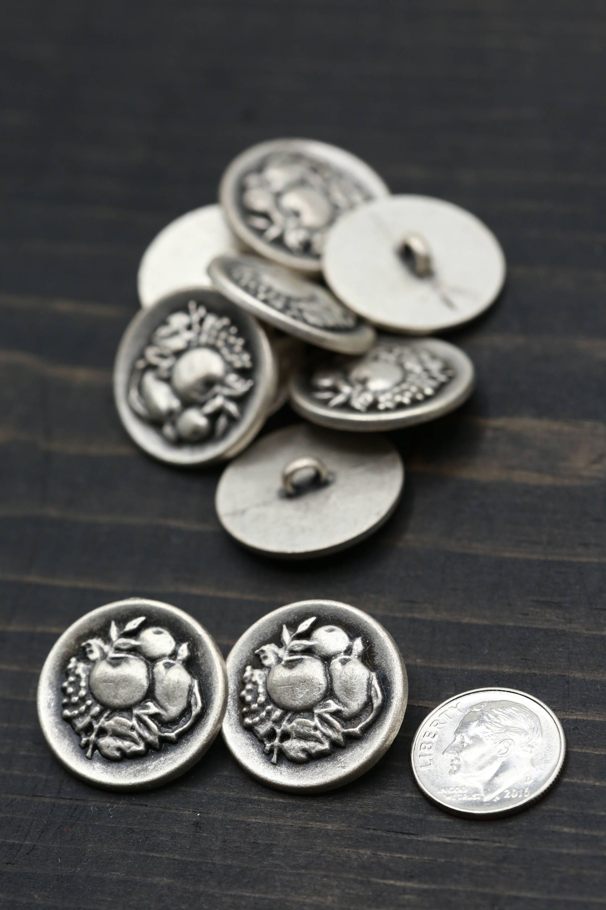 Silver Metal Buttons/ Silver Button/ The Fruit is for Everyone | Etsy