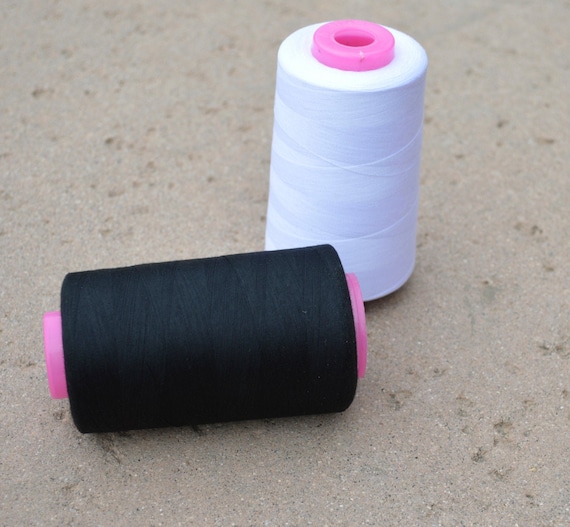 Sewing Thread Polyester Black Cones Black or White 100% Polyester Serger  Thread 120G for Hand and Sewing Machine 6,000 Yards 