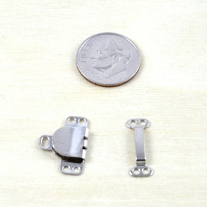 1 Dozen Two Part Sew- on Trouser and Skirt Hooks Available in Silver and Black. Hook and Eye Clasps/ Hook and Eye For Skirts