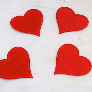 Heart Patches Iron on Heart Patches 2 Sweety Vibrant Red Heart Patches With Iron on Backing Embroidered Valentine&#39;s day Patch