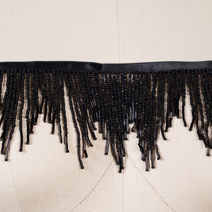 Black Beaded Fringe Sophisticated Beading 3.5&quot; at Highest
