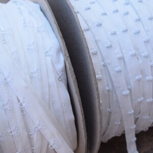 White on White Hook and Eye Tape Set on Cotton Trim with Matching Hooks and Eyes with 1&quot; Spacing