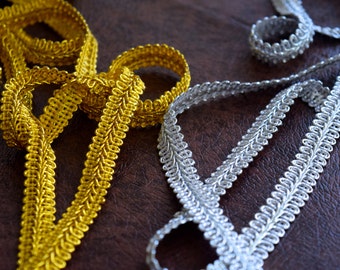Metallic Gold French Gimp Braid Trim: 5/8" DIY Upholstery Border (2 Yards)