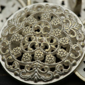 4 Pieces Silver Metal Button Roman Iron Work Shank Backing Faded Gold Muted Silver 40L 25mm 1" 40L 25mm 1"