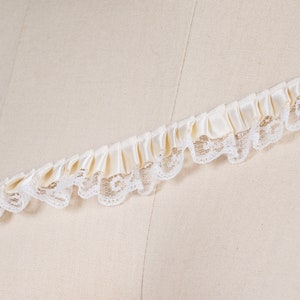 Ivory Ruffle Trim Beige Gathered Lace Trim Satin and Lace Ruffles For Beautiful Costumes Ivory