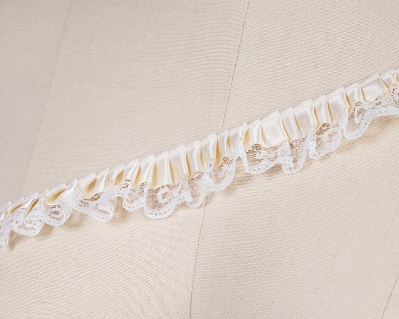 Ivory Ruffle Trim Beige Gathered Lace Trim Satin and Lace Ruffles For Beautiful Costumes Ivory