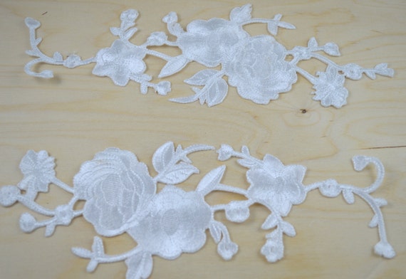 Applied embroidered White Flower