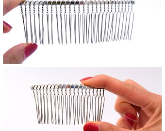 2 Metal Veil Combs: Silver Wire, Looped Ends, Pliable