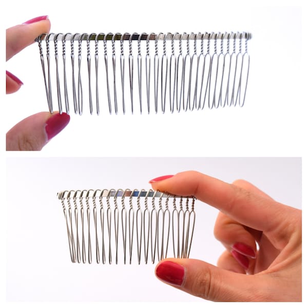 2 Metal Veil Combs Curved and Pliable Silver Wire Looped  for Veils, Headpieces, Netting Hats and More. Choose from 3 Sizes