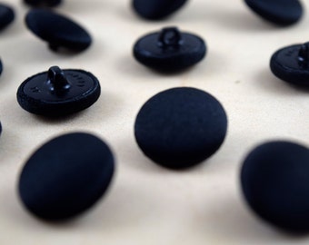 Black Satin Tuxedo Buttons: Metal Shank Vest Buttons - 12 Pieces