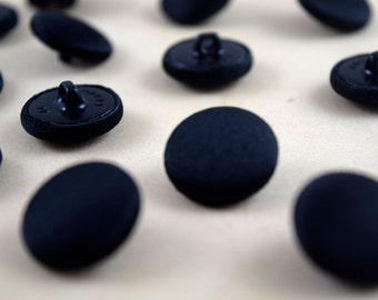 1 Dozen Black Satin Covered Tuxedo Buttons, Vest Button 3/4" 19mm 30L with  Sturdy Metal Shank. Also in 11.5mm, 12mm, 15mm and 22mm