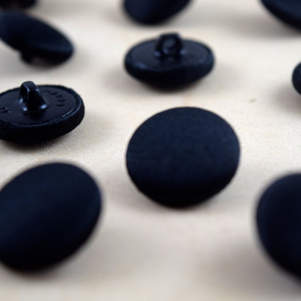 1 Dozen Black Satin Covered Tuxedo Buttons, Vest Button 3/4" 19mm 30L with  Sturdy Metal Shank. Also in 11.5mm, 12mm, 15mm and 22mm