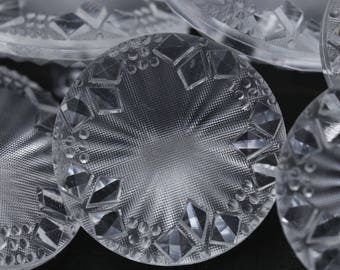 Clear Plastic Button 4 Pieces / Doily Effect/ Crystal Cut / Shank Button/ 28mm / 44Ligne BL014