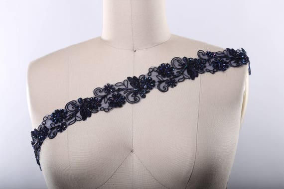 navy lace trim