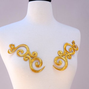 Gold Applique Gold Patch Metallic Gold Appliques Iron on. Fine Embroidery in Mirrored Shape Perfect for Neckline image 5