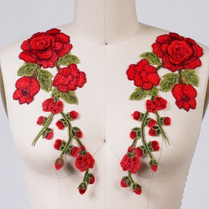 Red Flower Applique Red Rose Applique Crotchet Dripping Flowers Available in Blue and Yellow