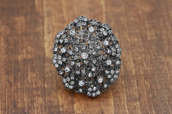 Broche Ancienne En Métal Bronze Et Strass - Occasion, Style Vintage, Sans Marque