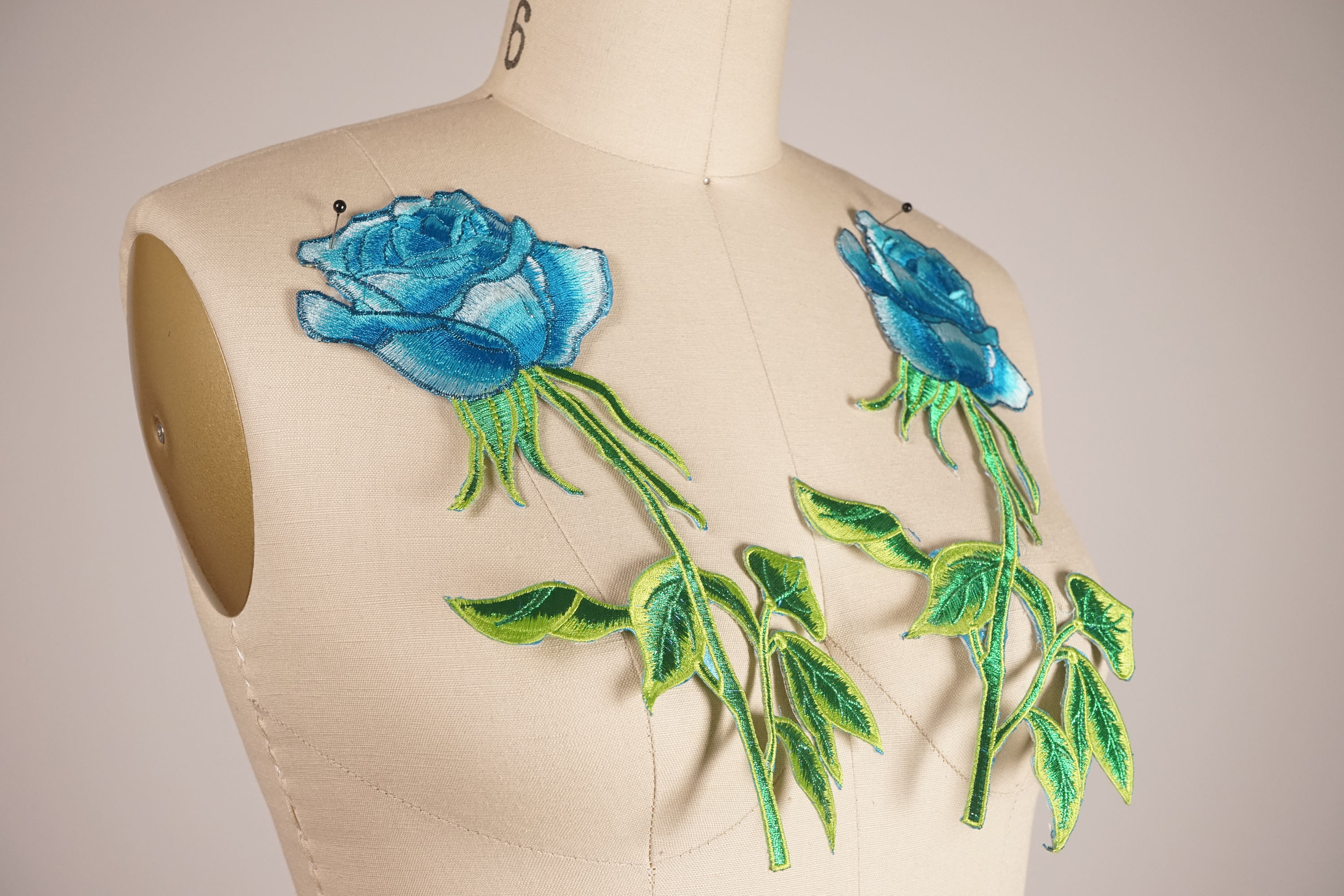 Blue Flower Applique Blue Flower Patch Blue Embroidery Flower Etsy