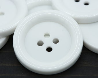 Oversized White Plastic Button 2 PIECES Four Holes 60L White Button 60L 38mm 1 1/2" PL048