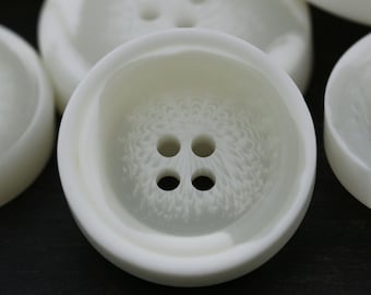 Ivory Crater Clothing Buttons: Four Hole Plastic Buttons (4 Pieces)