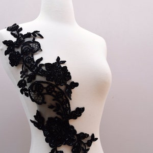 Large Black Beaded Applique Transformative Item. Black Applique Black Incredibly dazzeing for evening gown and Costume Symmetrical Camille's image 3