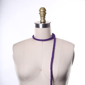 Purple Rope Trim. Purple Silky Rope Tape/ Satin Rope Tape/7mm Purple Satin Cord Trim/ Sold by the Yard image 3