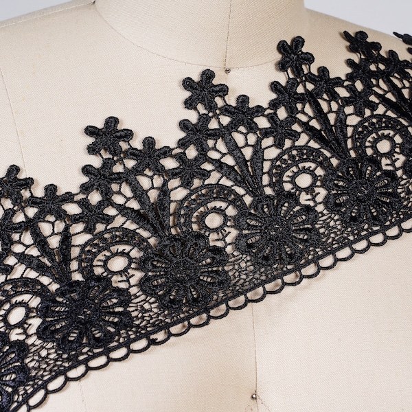 Black Lace Trim Black Venice Lace Black Venise Lace Scallops Royal Design Black Trimming