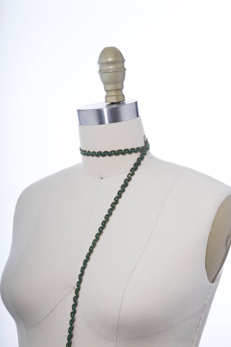 Dark Green & Gold Gimp Braid Trim: 2 Yards, 3/8" Furniture Trim image 2
