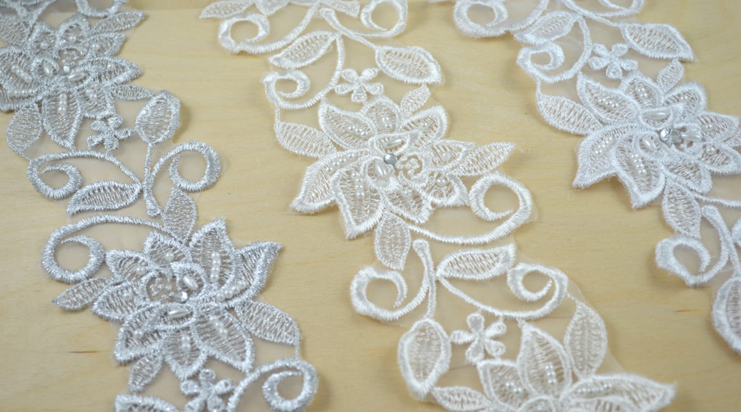 Silver Beaded Lace / Silver Lace Trim Bridal Lace Pearls. Etsy