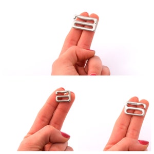 1 Dozen Silver strap hooks Nickle Metal Hooks For Swimwear Accesories and More. Choose from 7/8&quot; 3/4&quot; 1/2&quot;&quot; 1&quot;