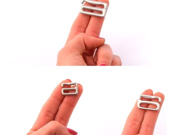1 Dozen Silver strap hooks Nickle Metal Hooks For Swimwear Accesories and More. Choose from 7/8&quot; 3/4&quot; 1/2&quot;&quot; 1&quot;