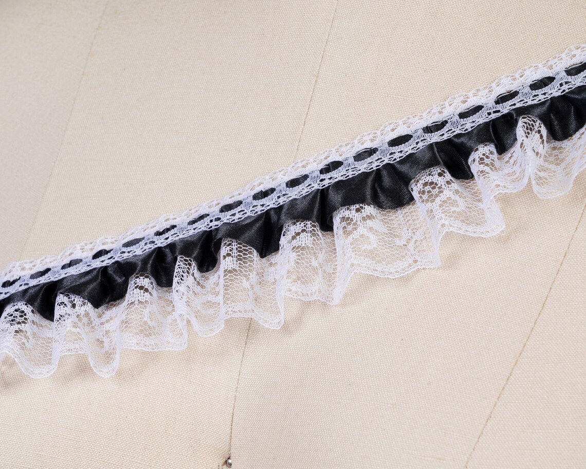 Black & White Ruffle Lace Trim: Costume French Maid Lace - Etsy