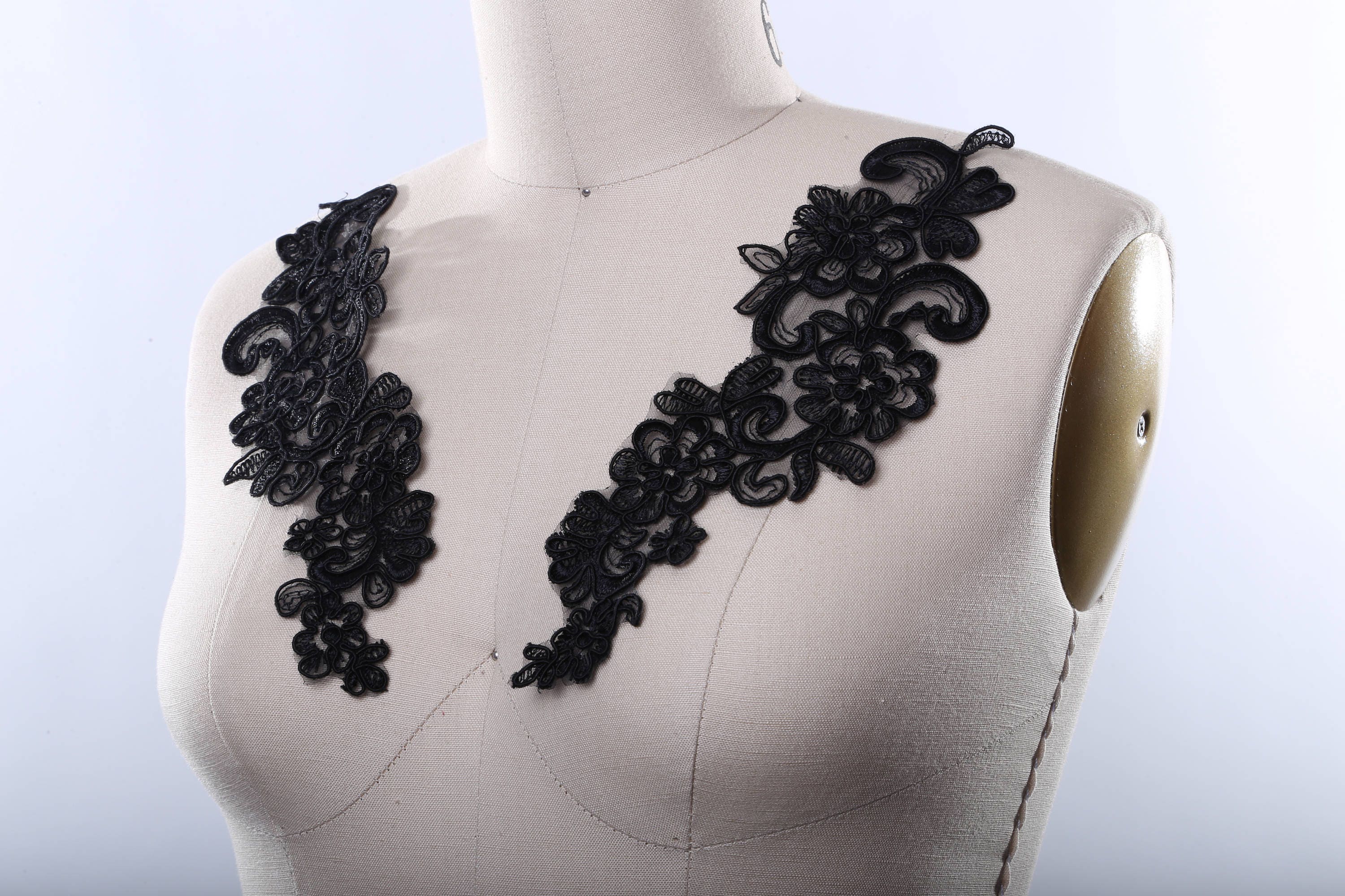 Black Alencon Lace Appliques/ black applique / black lace Etsy