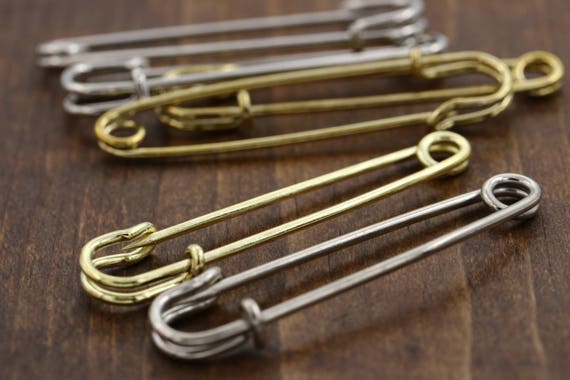 Jumbo Safety Pins / 5 Pieces Gold Large Safety Pins/ 2.75 Mix and Match  Colors/ Giant Safety Pins/ Great for Storing Zippers HR051 