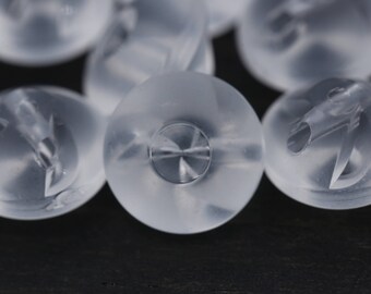 Clear Frosted Button/ Plastic Sew on Button/ 1 Dozen/ 12mm/ 20L/ 1/2" / Made in Italy /  Decorative High End Button BL004