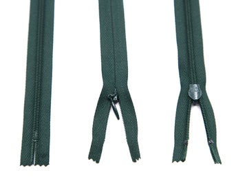 Hunter Green YKK Invisible Zipper #3 Dress Zipper Concealed Zipper 24"