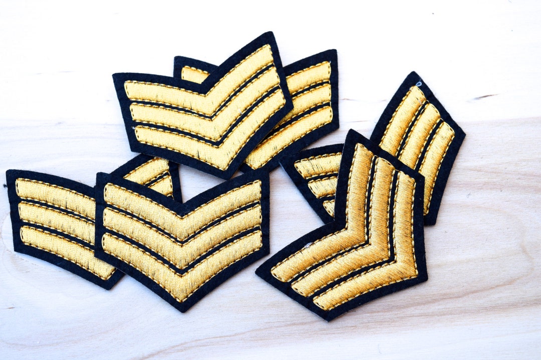 Metallic Embroidered Arrow Patch: Black Felt Sergeant Chevron (iron On ...