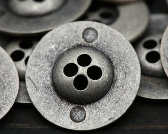 Boutons en métal argenté/ bouton argenté/ bouton en métal à quatre trous/ 4 pc/ 32L 20mm 13/16" MS1